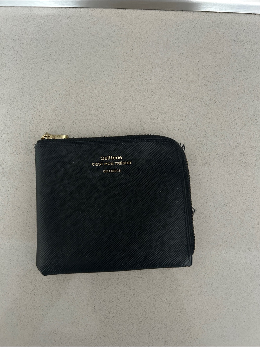 Black Zip-Around Leather Wallet